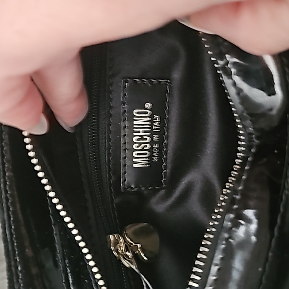 Moschino Mini Black and Floral Design Velvet Handbag - Picture 13 of 17